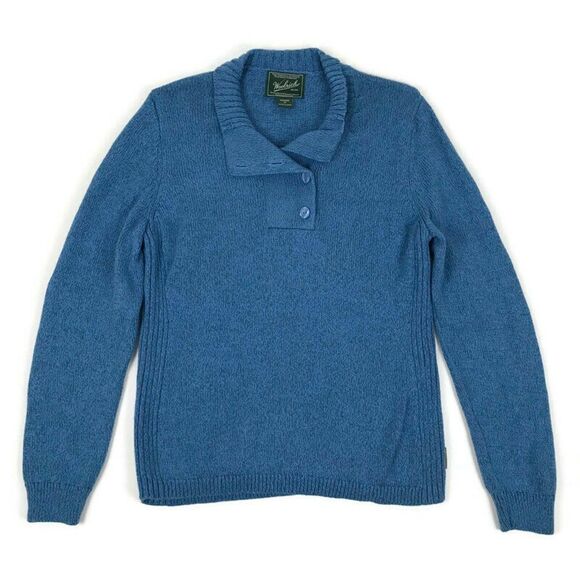 Woolrich Cotton Knit Sweater Women's Medium Blue Long Sleeve Pullover Outdoor - Picture 1 of 9
